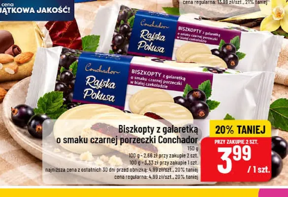 Biszkopty z galaretką o smaku czarnej porzeczki Conchador promocja w POLOmarket