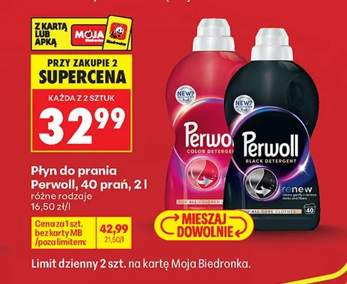 Płyn do prania Perwoll Color Detergent 40 prań promocja w Biedronka