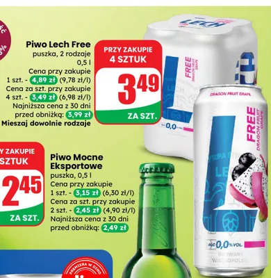 Piwo Lech Free puszka bezalkoholowe promocja w Dino