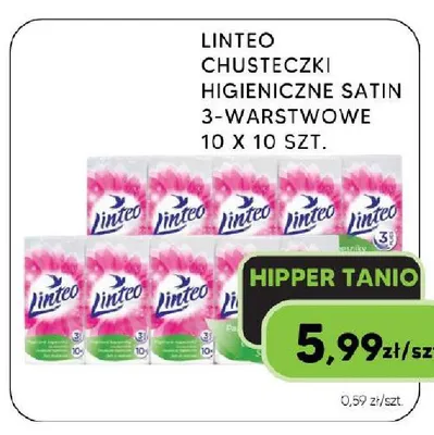 Chusteczki higieniczne Satin Linteo 3-warstwowe 10-pak promocja w HIPPER.pl