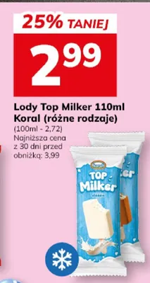 Lody Top Milker Coral (różne rodzaje) promocja w Hitpol