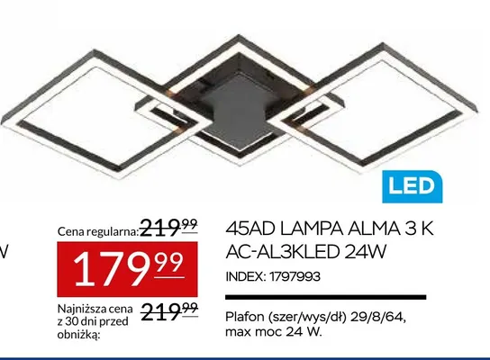 45AD Lampa Alma 3K AC-AL3KLED promocja w Abra Meble
