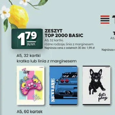 Zeszyt TOP 2000 Basic A5 32 kartki promocja w Stokrotka