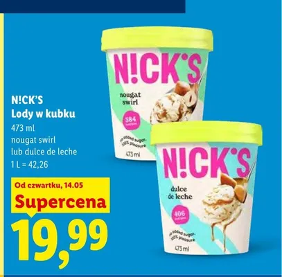 Lody w kubku N!CK'S nougat swirl promocja w Lidl