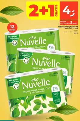 Papier toaletowy Nuvelle eko 2-warstwowy 12 rolek promocja w Dealz