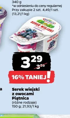 Serek wiejski z owocami Piątnica z jagodami promocja w Netto