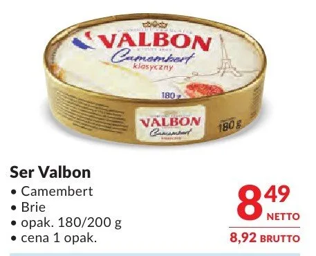 Ser Valbon Camembert Brie promocja w Makro