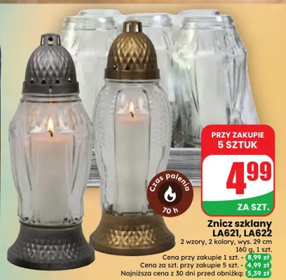 Znicz szklany LA622 promocja w Dino