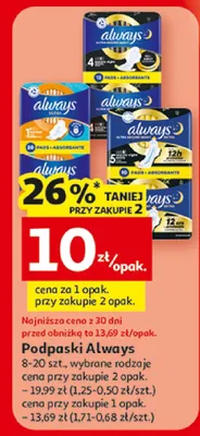 Podpaski Always promocja w Auchan