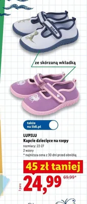 Kapcie dziecięce na rzepy ze skórzaną wkładką Lupilu promocja w Lidl