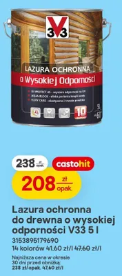 Lazura ochronna do drewna o wysokiej odporności V33 5l promocja w Castorama