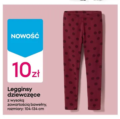Legginsy dziewczęce z wysoką zawartością bawełny promocja w Pepco