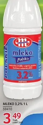Mleko 3,2% Mlekovita 1l promocja w Selgros