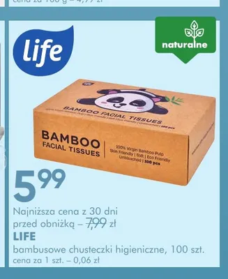 Bambusowe chusteczki higieniczne Life Bamboo promocja w Super-Pharm