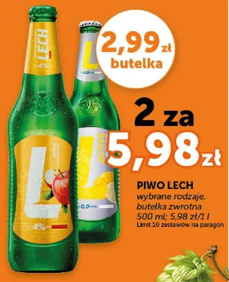 Piwo Lech wybrane rodzaje butelka zwrotna promocja w Euro Sklep