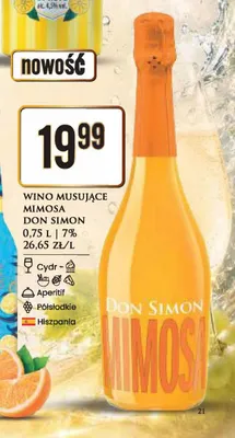 Wino musujące Mimosa Don Simon promocja w Dino