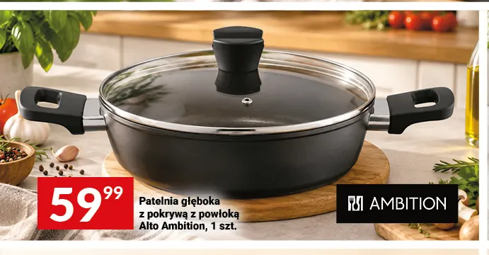 Patelnia głęboka z pokrywą z powłoką Alto Ambition promocja w Twój Market