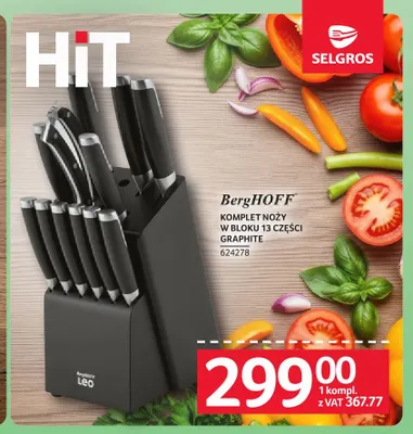 Komplet noży w bloku 13 części Graphite BergHOFF promocja w Selgros