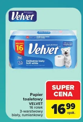 Papier toaletowy Velvet delikatnie biały promocja w Carrefour