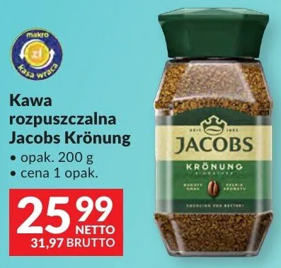 Kawa rozpuszczalna Jacobs Krönung promocja w Makro