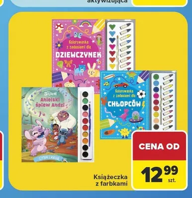 Książeczka z farbami Kolorowanka z zadaniami dla dziewczynek promocja w Carrefour