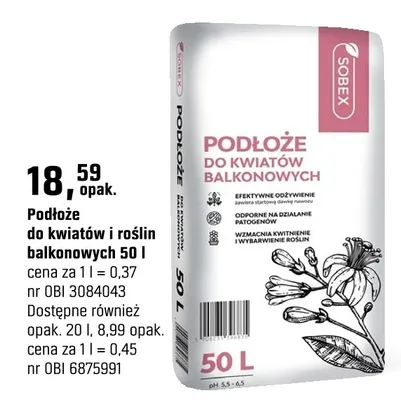 Podłoże do kwiatów i roślin balkonowych 50l promocja w OBI