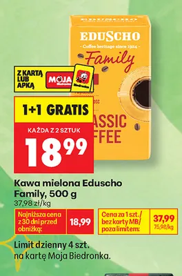 Kawa mielona Eduscho Family promocja w Biedronka