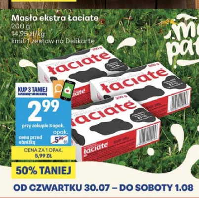 Masło ekstra Łaciate promocja w Delikatesy Centrum