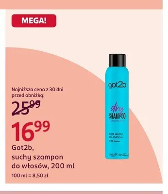 Suchy szampon do włosów Got2b promocja w Rossmann