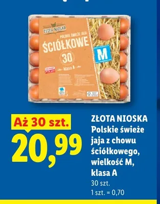 Jajka kurze Polskie świeże z chowu ściółkowego wielkość M Złota Nioska promocja w Lidl