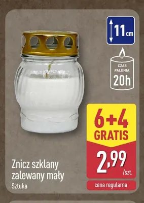 Znicz szklany zalewany mały promocja w Aldi