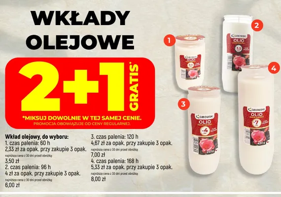 Wkład olejowy Gibowski czas palenia 96h promocja w Dealz