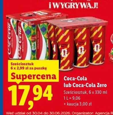 Napój gazowany Coca-Cola Zero 6-pak promocja w Lidl