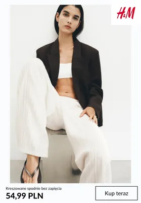 Spodnie damskie kreszowane bez zapięcia H&M promocja w H&M