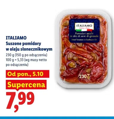 Suszone pomidory w oleju słonecznikowym Italiamo promocja w Lidl