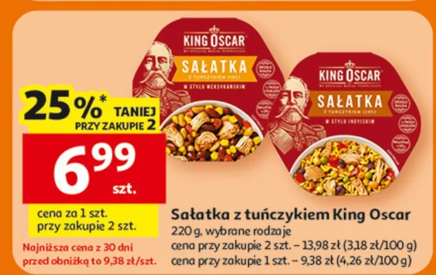 Sałatka z tuńczykiem, wybrane rodzaje King Oscar promocja w Auchan