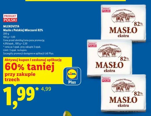 Masło z Polskiej Mleczarni 82% Mlekovita promocja w Lidl