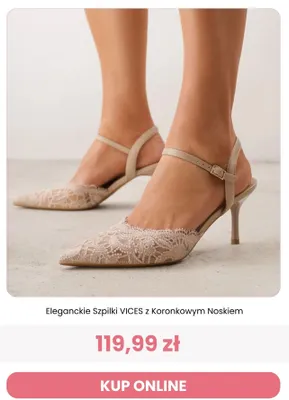 Szpilki eleganckie VICES z koronkowym noskiem promocja w Renee