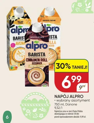Napój Alpro Barista wybrane asortymenty promocja w Chata Polska