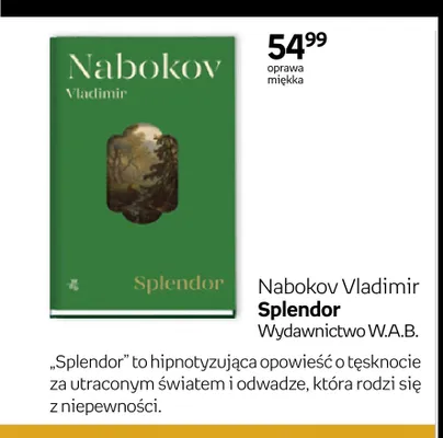 Książka Nabokov Vladimir Splendor Wydawnictwo W.A.B. oprawa miękka promocja w Empik