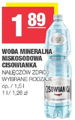 Woda mineralna niegazowana Cisowianka promocja w SPAR