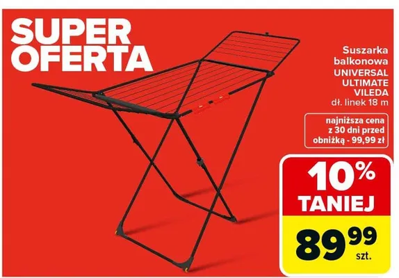 Suszarka balkonowa UNIVERSAL ULTIMATE VILEDA dl. linek 18 m promocja w Carrefour