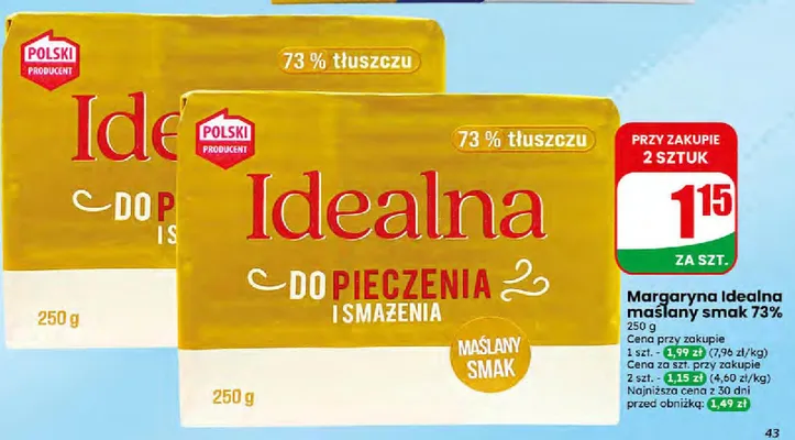 Margaryna maślany smak 73% promocja w Dino