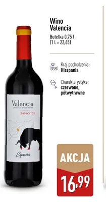 Wino Valencia czerwone półwytrawne Hiszpania promocja w Aldi