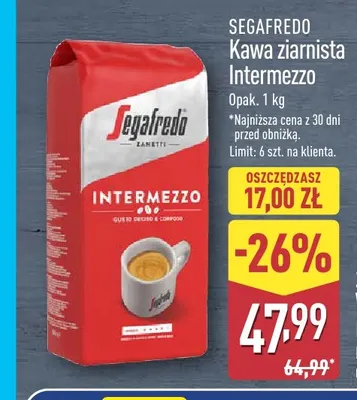 Kawa ziarnista Intermezzo Segafredo promocja w Aldi