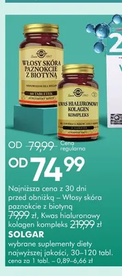 Suplement diety Włosy skóra paznokcie z biotyną Solgar promocja w Super-Pharm