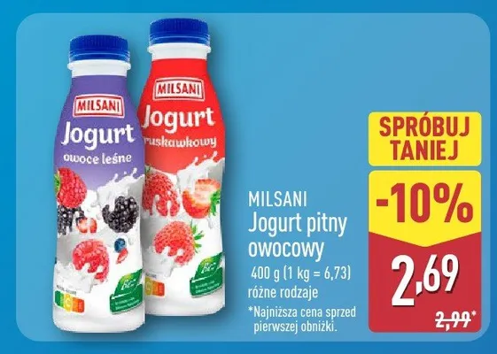 Jogurt pitny owocowy różne rodzaje promocja w Aldi