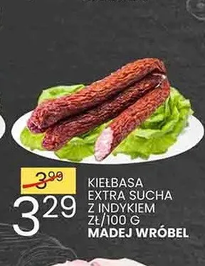 Kiełbasa Extra Sucha z Indykiem Madej Wróbel promocja w Wafelek