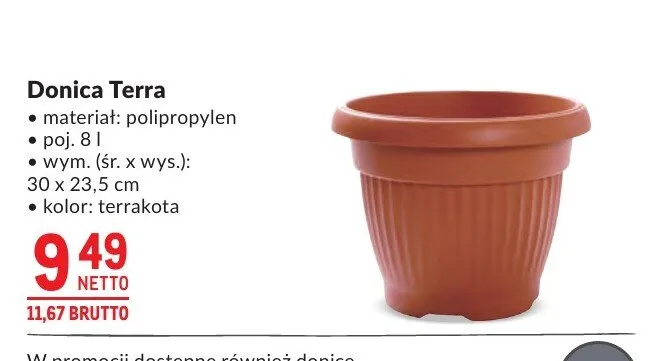 Donica Terra polipropylen 30x23,5cm terrakota promocja w Makro