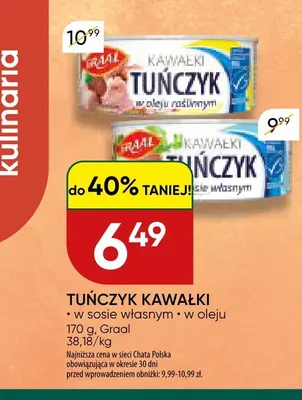 Tuńczyk kawałki w sosie własnym Graal promocja w Chata Polska